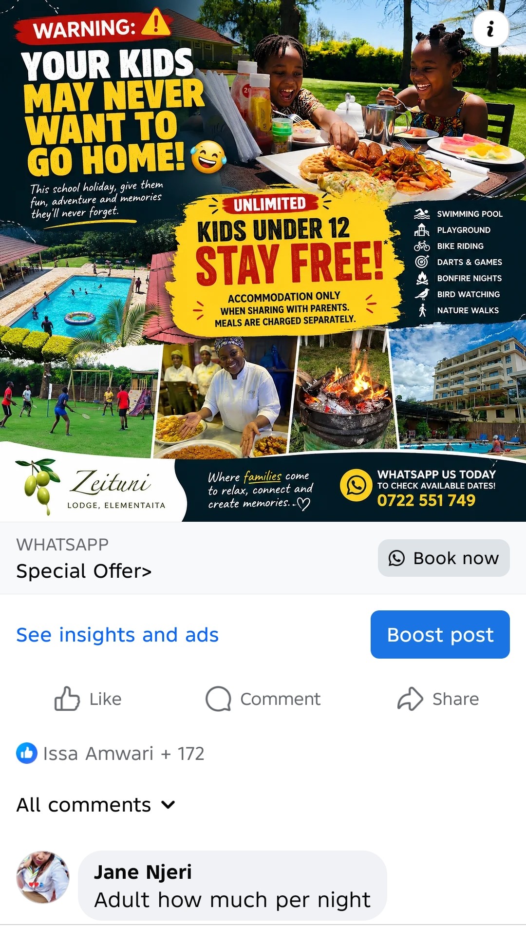 The real Zeituni Lodge Facebook ad