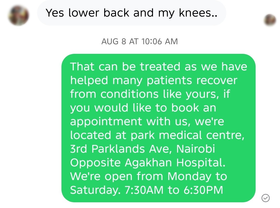 A real WhatsApp conversation where the clinic replies with value and a next step